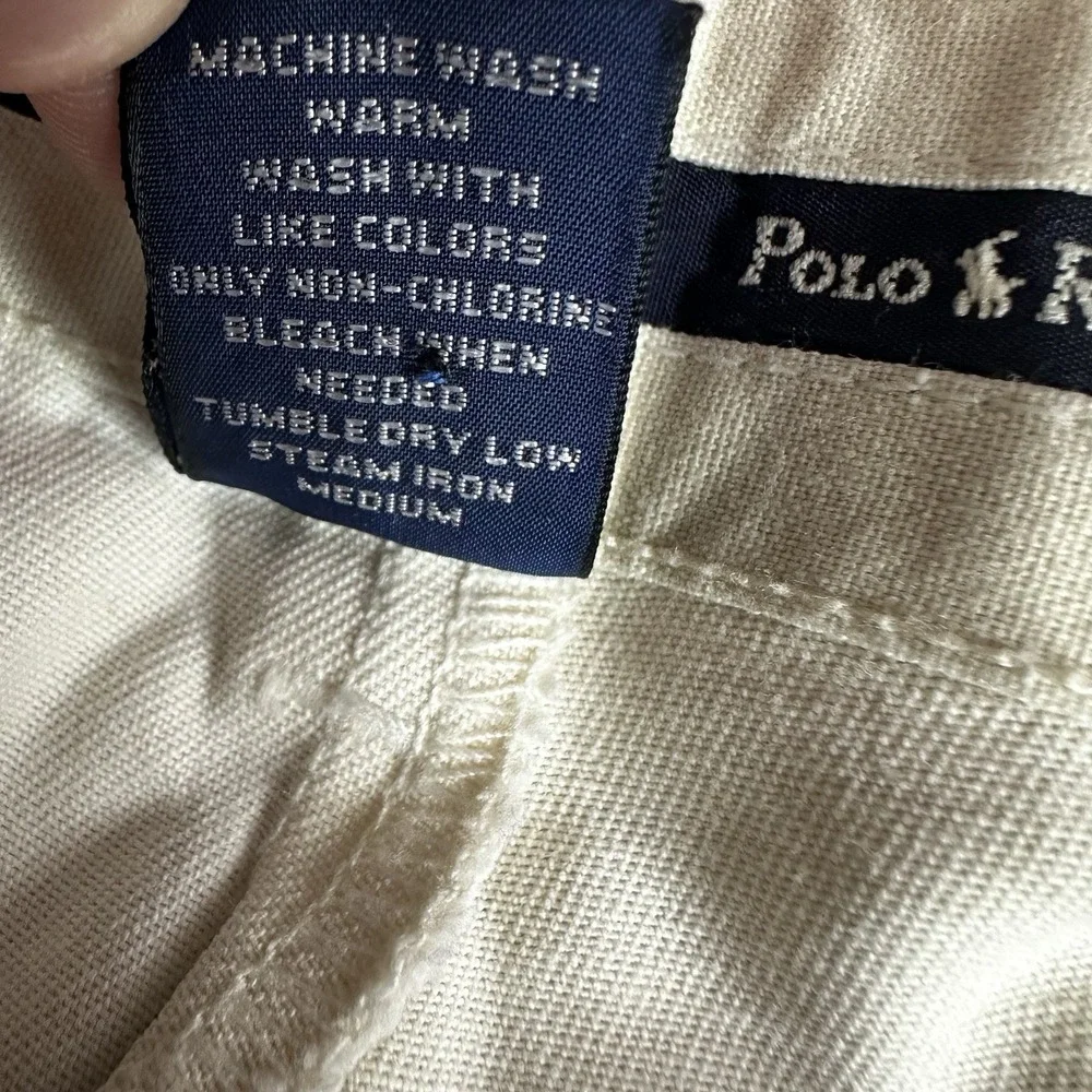 Vintage Polo Ralph Lauren Andrew Pants Mens 32x30 Ivory Khaki Double-Pleated